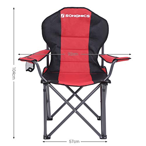 SONGMICS Campingstoel, inklapbaar, klapstoel, comfortabel met schuim beklede zitting, met flessenhouder, hoog belastbaar… - Image 4