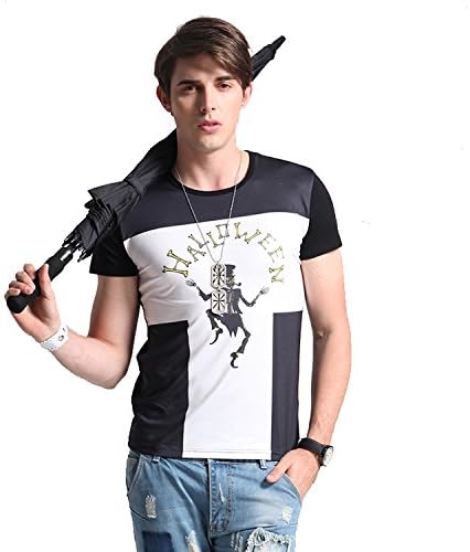 Honesy Mens Fashion Tees Holloween Graphic Slim Casual Crewneck T-shirt Black L