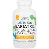 Bariatric Choice - Bariatric MultiVitamin / All-In-One Post Bariatric Surgery Chewable Vitamin Supplements with 375 mg Calcium Citrate (Tropical Citrus) (120 ct)