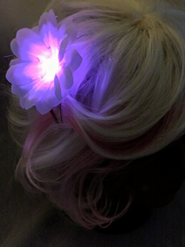 Glowing LED Light up Flower Clip for Hair - Rainbow Daisy - Festival, Glow in the Dark Party, Hair Pin, Novelty Gift