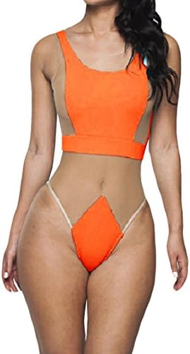 SEXYARN Women's Mesh Patchwork Backless One-piece Swimsuit Monokini Bathing Suit