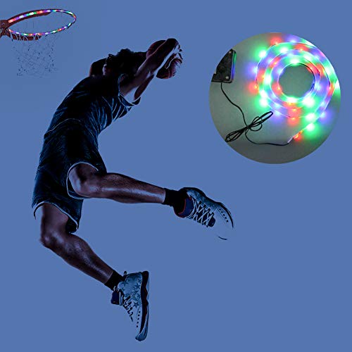 Yoruii LED Basketball Lights Basketball Rim LED Light Swish Solar Rim Light Perfect for Outdoor Night Play Children Adult Training Game and Parties