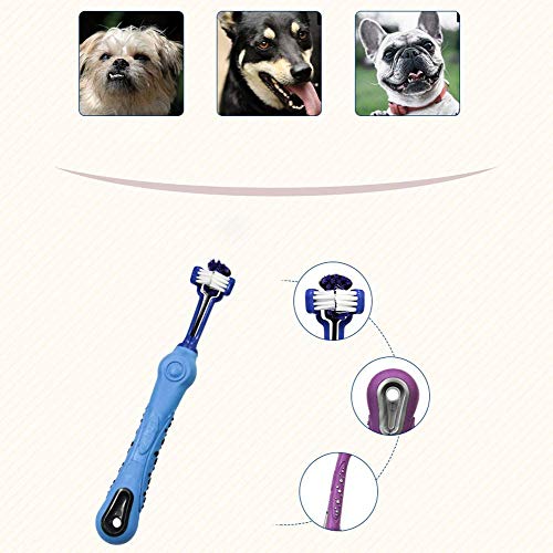 2 Pack Dog Cat Toothbrush Three Sided Pet Toothbrush Dog Brush Addition Bad Breath Tartar Teeth Care Dog Cat Cleaning Mouth