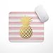 The Navy Knot Personalized Decorative Mousepad - Non-Slip Gaming Mouse Pad - Computer Accessories, School & Office Supplies - Gifts for Gamer, Teacher (Light Pink Stripe Gold Pineapple, Square)
