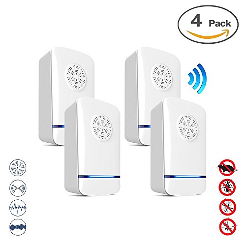 Srocker Ultrasonic Pest Repeller, Electronic Pest Control Repeller Plug In, Pest Repellent Indoor for Insect, Rat, Ant, Mosquito, Mice, Flea, Fly, Spider, Roach, Rodent (4 Packs)