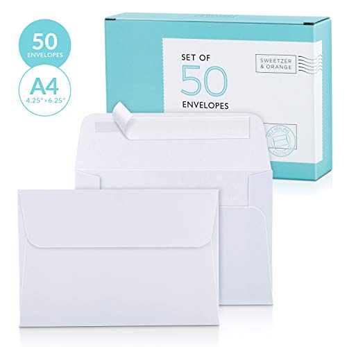Sweetzer & Orange, A4 White Envelopes Self Seal. 100x Envelope and Box
