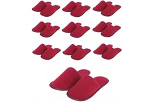 CHOCHILI Red 10 Pairs Fabric Packed Disposable Color Hotel Slippers for Airbnb Spa Salon Party Wedding Guests - US Men Women Size 10-11…
