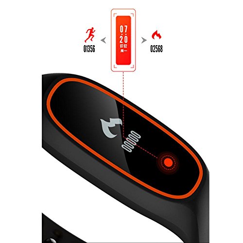 L@YC Monitor Blood Pressure Heart Rate Bluetooth Exercise Step Health Bracelet, Yellow