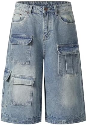Ponitrack Reverse Pocket Jorts Men Y2k Embroidered Denim Shorts