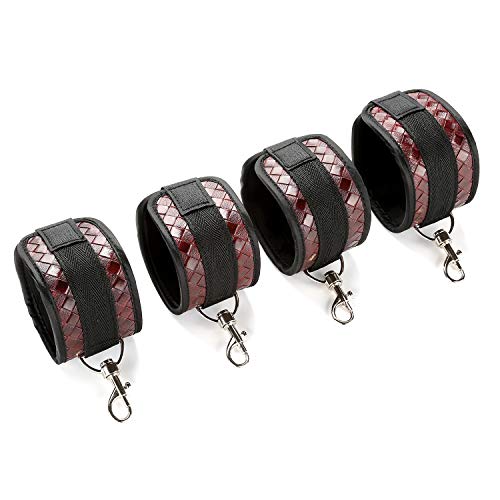 Expandable Black Spreader Bar with 4 Leather Adjustable Straps Set for Home Yoga Exercise - Thumbnail 5
