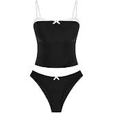 ZAFUL Cute Tankini Swimsuits for Women Retro Y2K High Cut Two Piece Bathing Suit 2026 Beach Swimwear