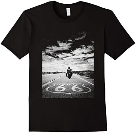 Mens Tshirt "Route 66" Biker on the Road Large Black