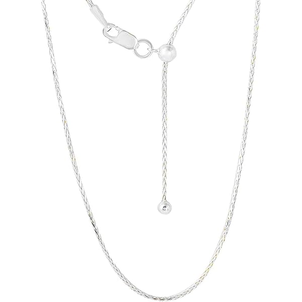 Amazon.com: Sterling Silver 1.3MM Adjustable Wheat Chain