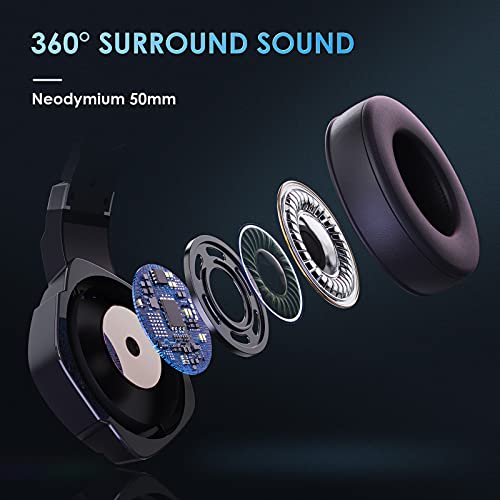7.1 Stereo Bass Surround Sound Gaming Headset for PS4 PS5 PC Laptop, USB Jack Over Ear Wired Gaming Headphones with Noise Canceling Mic, LED RGB Light,1pcs Free USB Type C Cable Adapter