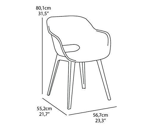 Allibert by Keter Gartensessel Akola, cappuccino, 2er Set, Kunststoff, 56.7 x 55.8 x 80.1 cm, Schalenstuhl in Cupform, perfekt für Garten, Terrasse oder Esszimmer – Bild 6
