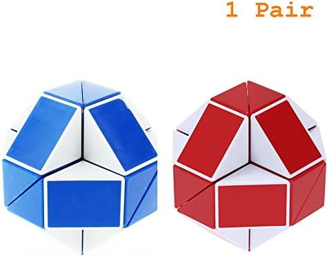 EASYTAR 1 Pair 24 Parts Foldable Color Magic Ruler Snake Cube Jigsaw Puzzle Cube Toy white &amp; blue+White &amp; Blue