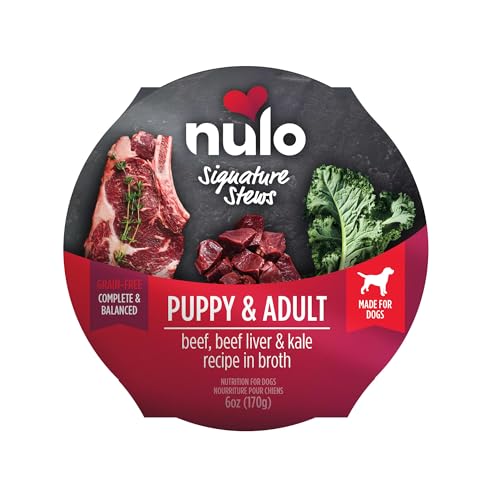 NULO DOG SIGNATURE STEW BEEF, BEEF LIVER, & KALE IN BROTH, 16 X 6 OZ CUP