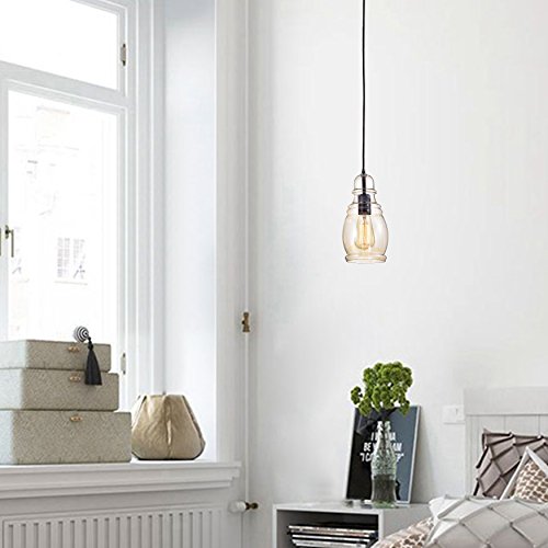 Jojospring Mariana Antique Black Mini Pendant with Cognac Long Oval Skinny Glass