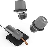 Rowkin Ascent Charge+ True Wireless Earbuds Headphones: 50+ Hours Bluetooth 5 Smallest Earphones &amp; Qi Charging Case. Deep Bass Headset, Mic &amp; Noise Reduction for Android Samsung &amp; iPhone (Slate Gray)