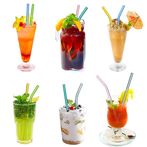 WOWDSGN 14 Stück Glas Strohhalme Wiederverwendbar, 12 Farbig Trinkhalme aus Glas mit 2 Reinigungsbürsten für Cocktails… – Bild 8