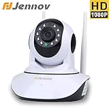 Jennov HD 1080P Pan Till Dome Wireless IP Security Camera Dual Band WiFi Indoor Two Way Audio Home Surveillance White