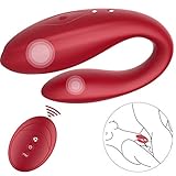 G-Spot Vibrators, Xocity, Clitoral Nipple Anal Vagina Vibrator with 10 Vibrations 10M Remote Control, Adult Sex Toys with Dual Motors for Women Men Male Female Couples Play, Frosted Red