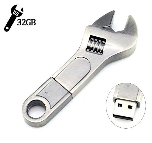 AreTop 32GB Flash Drive Memory Stick Pen Drive USB2.0 Cute Miniature Spanner Shape Thumb Drives for Date Storage for School Students Kids Children Teacher Collegue Employees