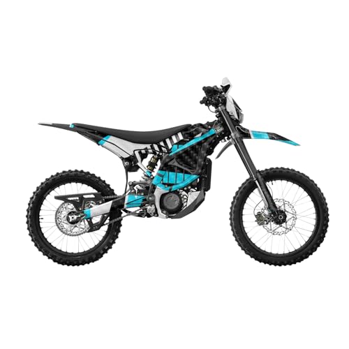 Carbon Fiber Surron Ultra Bee Graphics Kit Wrap - Bars and Bolts Cyan - Sur-Ron…