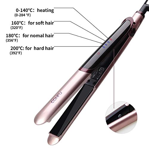 Hair Straightener and Curler Pro Ceramic Tourmaline Ionic Flat Irons Fast Heat Up Hair Styling Adjustable Temp LED Display Auto Shut Off Worldwide Dual Voltage Incl Glove Ideal for Travel - Thumbnail 4