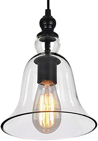 Vintage Transparent Glass Bell-Shape Ceiling Pendant Lamp E27 Socket Glass Hanging Light