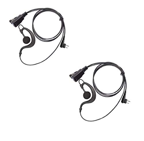 Arama 2 Pack G Shape Soft Ear Hook Earpiece Headset with Push to Talk and Microphone for Motorola Talkabout Dual Pin 2 Way Radio (A101M01)