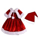 YiCare 3PCS American Girl Doll Clothes 18 Inch Christmas Red Color Including Hat Shawl Dresses Xmas Present Doll Clothing Dress Up