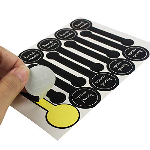 cnomg 200 pcs Translucent Plastic Bags with 200 pcs Hand Made Stickers for Cookie,Cake,Chocolate,Candy,Snack Wrapping Good for Bakery Party