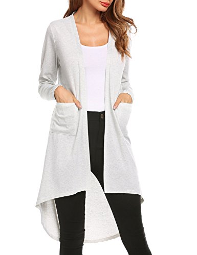 Zeagoo Women's Lightweight Knitted Open Front Long Duster Cardigan With Pockets