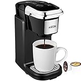 AICOK Single Cup Coffee Maker, Single Serve Coffee Brewer with Removable Cover for Most K-CUP pods, Quick Brew Technology, 800W, Black