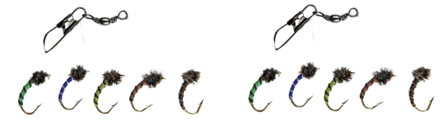 Set of 2 Behr Premium Special Hegene Fishing Hooks with 5 Hooks Size 14 + Free Petri Heil! Sticker