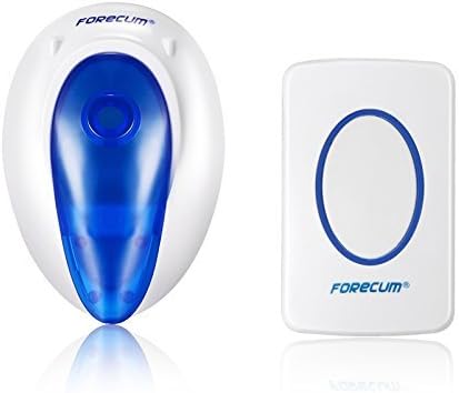 Wireless Doorbell Kit Door Bell Chime Remote Button Plug with LED Indicator and 500 Feet Operating Distance, White (Forecum7, 1 Button and 1 Plugin Receiver)