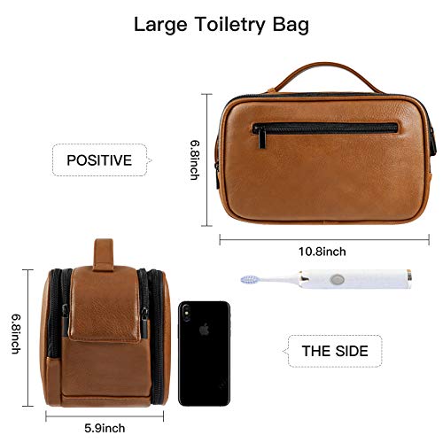 Mens Toiletry Bag, Travel Toiletry Organizer Dopp Kit Waterproof Shaving Bag for Toiletries Accessories,Brown 7 Mens Toiletry Bag, Travel Toiletry Organizer Dopp Kit Waterproof Shaving Bag for Toiletries Accessories,Brown