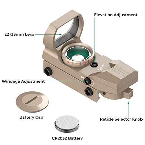 Reflex Sight, Ohuhu Red Green Dot Gun Sight Scope Reflex Sight