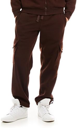 Royal Blue Men's Cotton Sweatpant Cargo Joggers (Brown, Medium)