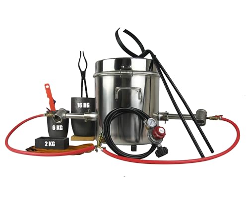 LSMIITTH 16KG/35LB Gas Metal Melting Furnace Kit 2642°F / 1450°C Propane Forge Dual Burner (Each 100,000 BTU) Foundry Home Kiln Smelting Casting Tool Refining Recycle Brass,Gold,Silver