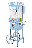 Nostalgia SCC200 54-Inch Tall Snow Cone Cart, Metal Scoop Makes 72 Icy Treats, Includes 2 Syrup Bottles, 100 Paper Cups/Spoons, Storage Compartment, Wheels For Easy Mobility - Blue