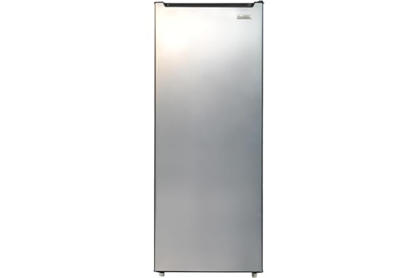 Frigidaire 7.0 Cu. Ft. Upright Convertible Fridge/Freezer, Reversible Door, Removable Glass Shelves, Adjustable Controls, Platinum Finish