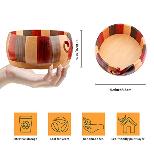 Large Yarn Bowl for Knitting, Wooden Yarn Storage Bowl, Handmade