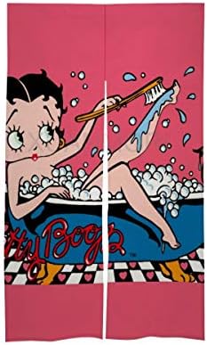 ベティ ブープは浴槽で洗っ のれん おしゃれ キッチン用 飲食店 玄関網戸 注目ブランド 間仕切り取付簡単 簡易あみ戸カーテン 日本のカーテン ホーム装飾 暖簾 86x143cm