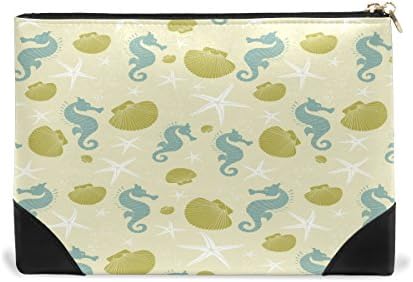Starfish Sea Shell Seahorse Genuine Leather Pouch Travel Case Cosmetic Makeup Bag