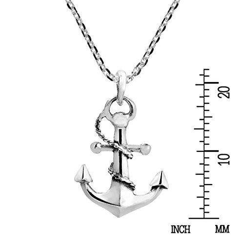 AeraVida Nautical Rope and Anchor .925 Sterling Silver Necklace