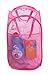 Smart Design Deluxe Mesh Pop Up Square Laundry Hamper w/ Side Pocket & Handles - VentilAir Fabric Collapsible Design - for Clothes & Laundry - Home - (Holds 2 Loads) (14 x 23 Inch) [Pink]
