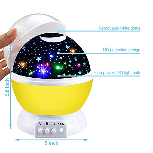 LET'S GO! Girls Boys Gifts 3-6 Year Old, DIMY Starry Night Light Projector for Kids Boys Girls Best Top Popular Toys for 2-8 Year Old Boys Girls Yellow XK7