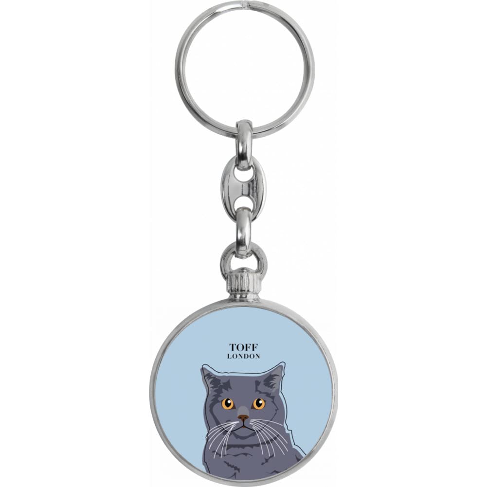 Toff London Blue British Shorthair Cat Head Keyring